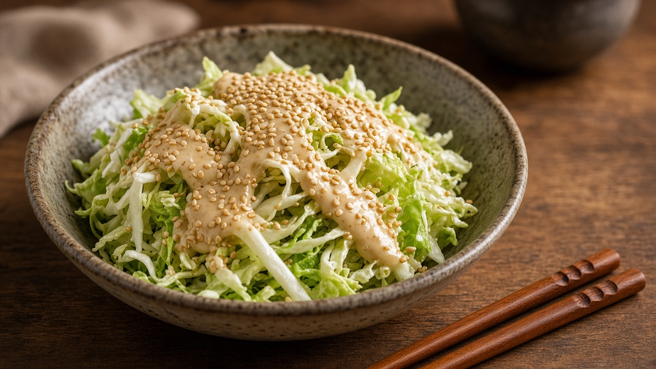 Cabbage salad with sesame dressing
