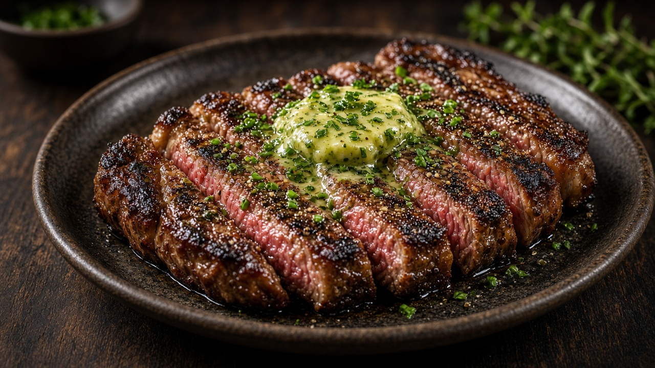 Steak with wasabi butter